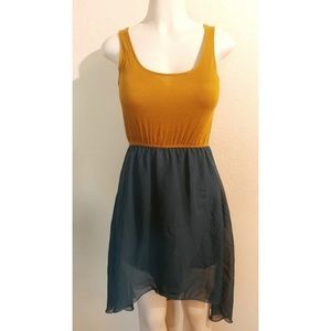 color block faux wrap tank high-low soprano dress